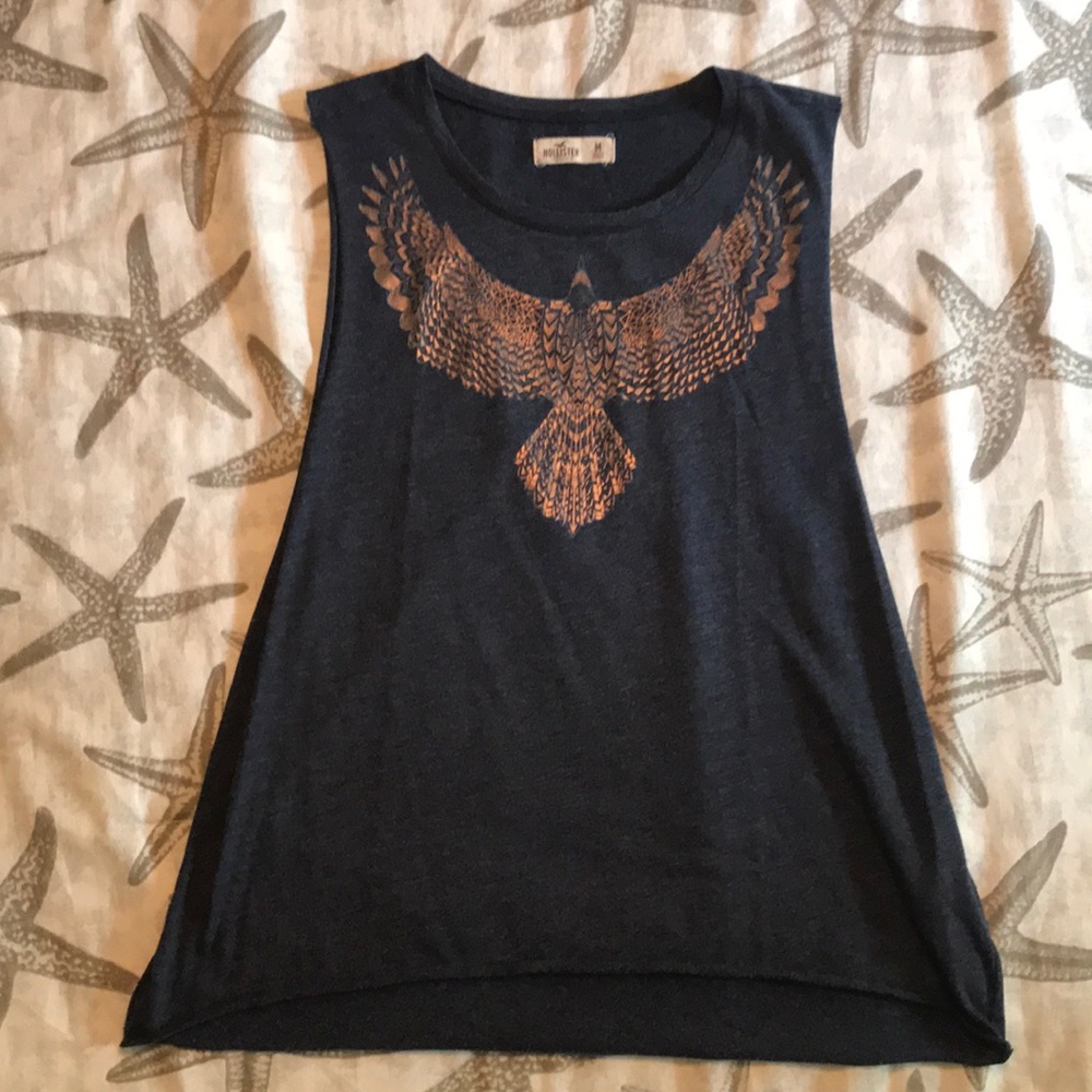 Hollister muscle tank with gold eagle